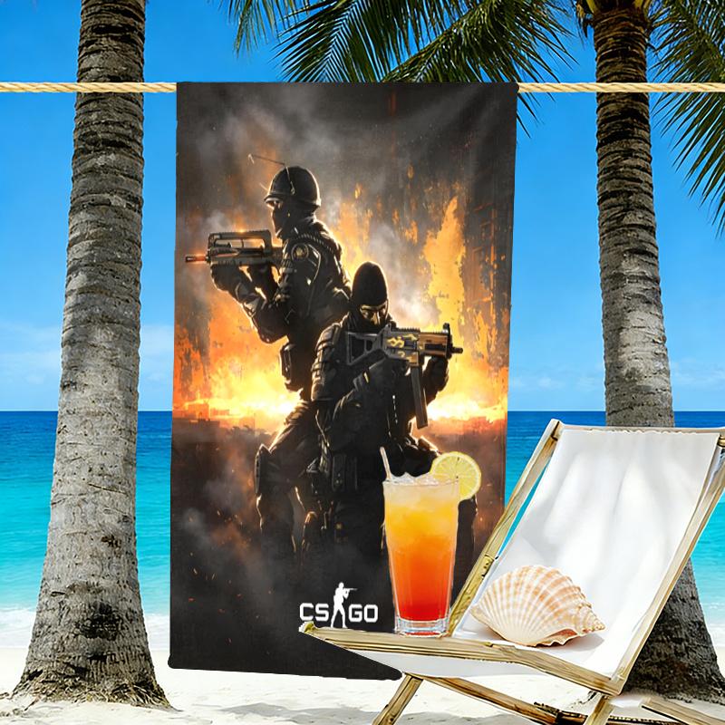Counter Strike Print Beach Towel Design, Soft, Lightweight. for Home Bathroom, Spa, Pool, Yoga, Surfing, Camping, Gift for Family, Friend