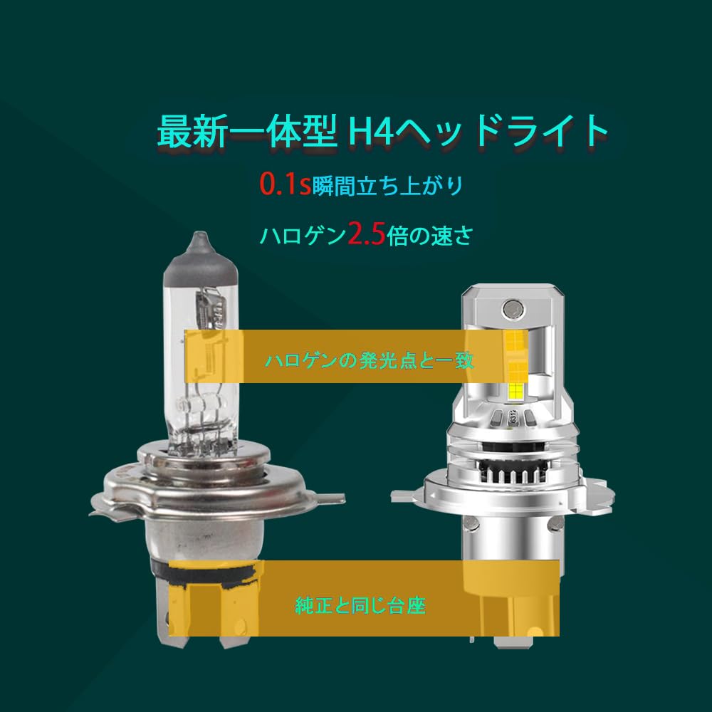 H4 LED Headlight Switching, Hi/Lo Compatible, Integrated H4 LED Bulb, Brighter Than CSP Chip,