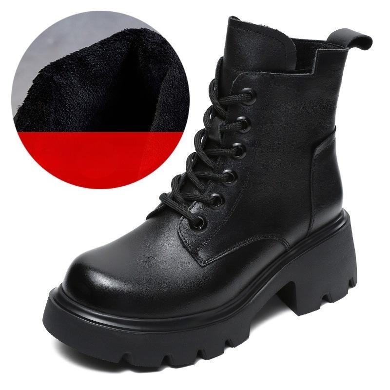 Women's New Autumn-winter Vintage Short Boots with Thick Soles, Casual Mid-calf Shoes, Single Boots