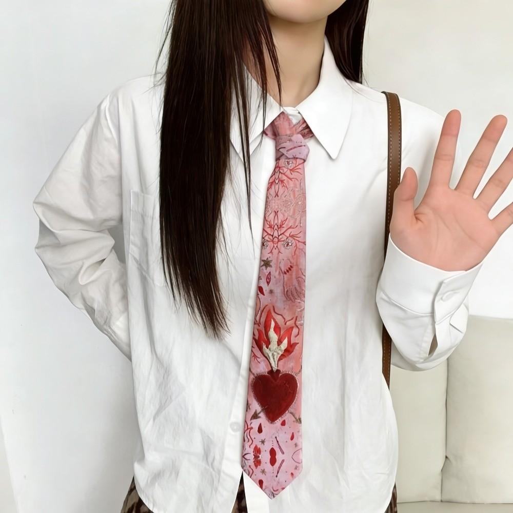 Heart Neck Tie Cherry Shirt Neckties Simple Y2K Neckties  Men