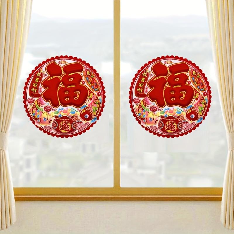 4 Stück Chinesisches Neujahr Scherenschnitt FU Zeichen Dekorative Aufkleber, Beste Wünsche für ein strahlendes und erfolgreiches neues Jahr