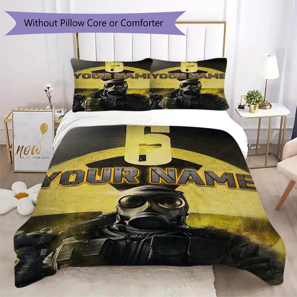 Custom Name Rainbow Six Siege Pattern Bedding uilt Set uilt Cover Pillowcase Home Decoration Birthday Gift (1*duvet cover+2*pillowcase without core)