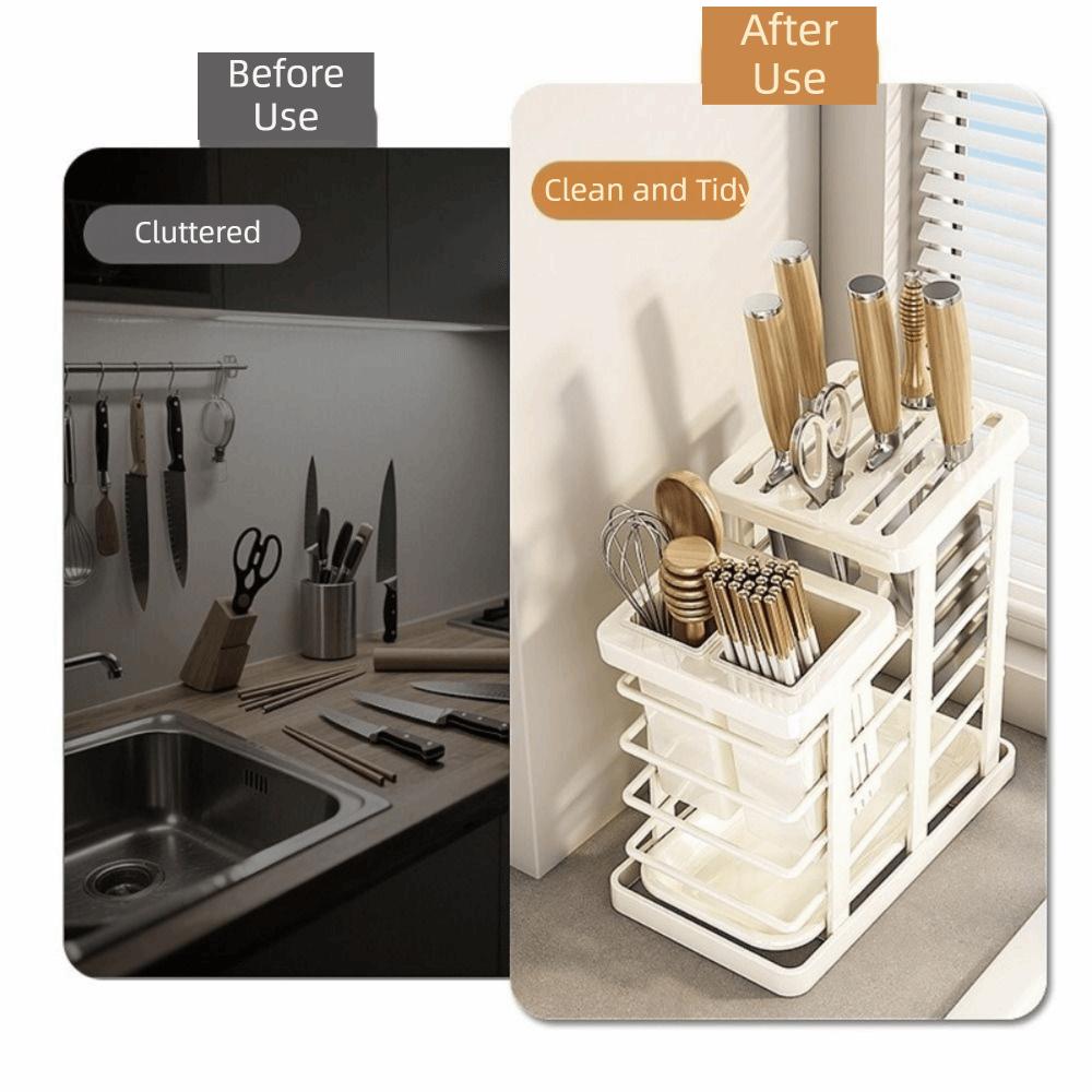 Support de découpe de comptoir peu encombrant Tube à baguettes en acier au carbone Support de couverts moderne Restaurant