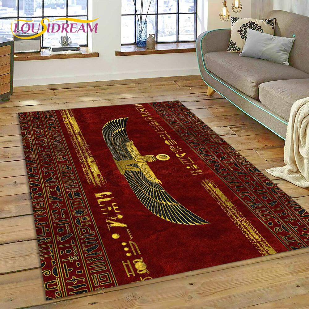 Antike ägyptische ideografische Zeichen-Symbole, mythologischer Teppich, Teppich für Zuhause, Wohnzimmer, Schlafzimmer, Sofa, Fußmatte, Dekoration, rutschfeste Matte