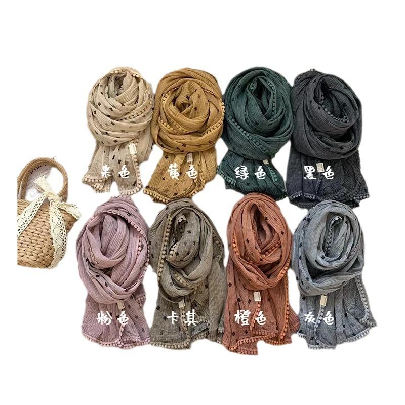 Autumn and Winter Cotton and Linen Scarf Women's Artistic Retro Shawl Casual and Elegant Scarf