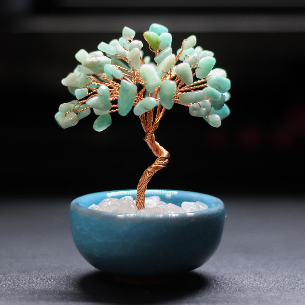 Handcrafted Yellow Citrine Money Tree Teacup Crystal Home Decor