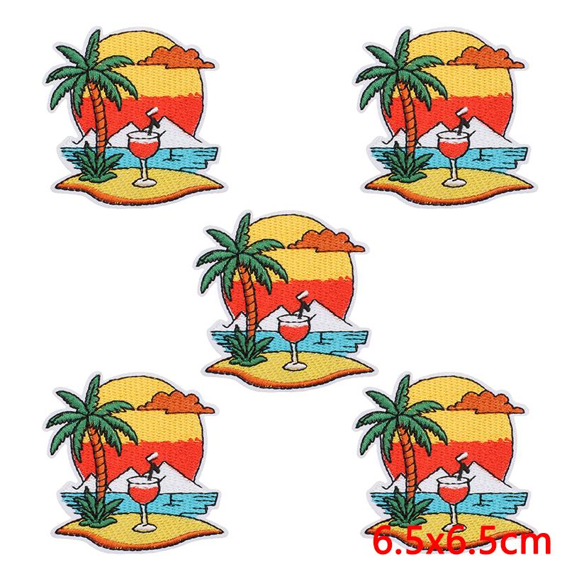 10pcs Lots Summer Wave Slippers Embroidered Patches On Clothes Shell Coral Patch Iron On Patches For Clothing Hats Jackets Diy