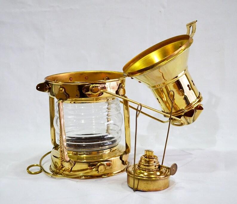 12" Polished Brass Ship Boat Anchor Lantern Nautical Maritime Rail Road Oil Lamp