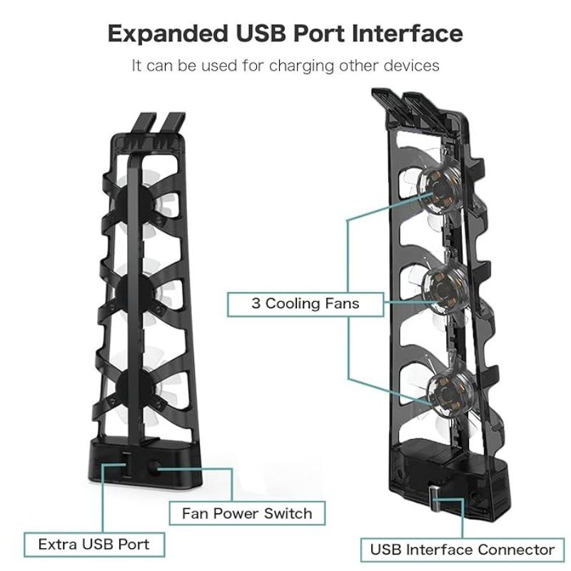 Ventilator de răcire pentru consolă PS5, controlul temperaturii, Hub pentru mașină de joc, ventilator de răcire Gamepad, radiator, ventilator de răcire cu aer Hub, ventilator de aer Ray spate ABS
