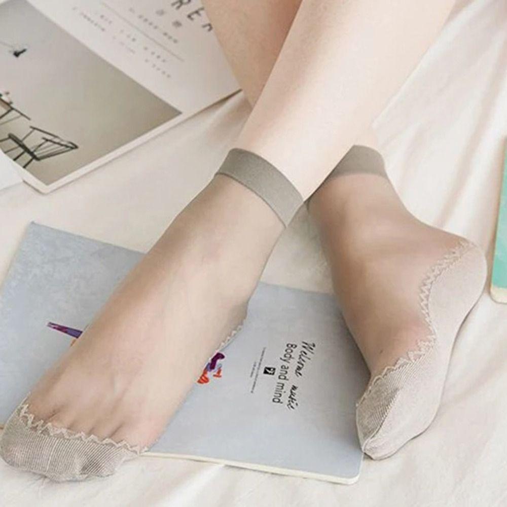 10Pairs Breathable Ultra-thin Silk Socks Anti-hook Ladies Breathable Sock Short Sock  Women