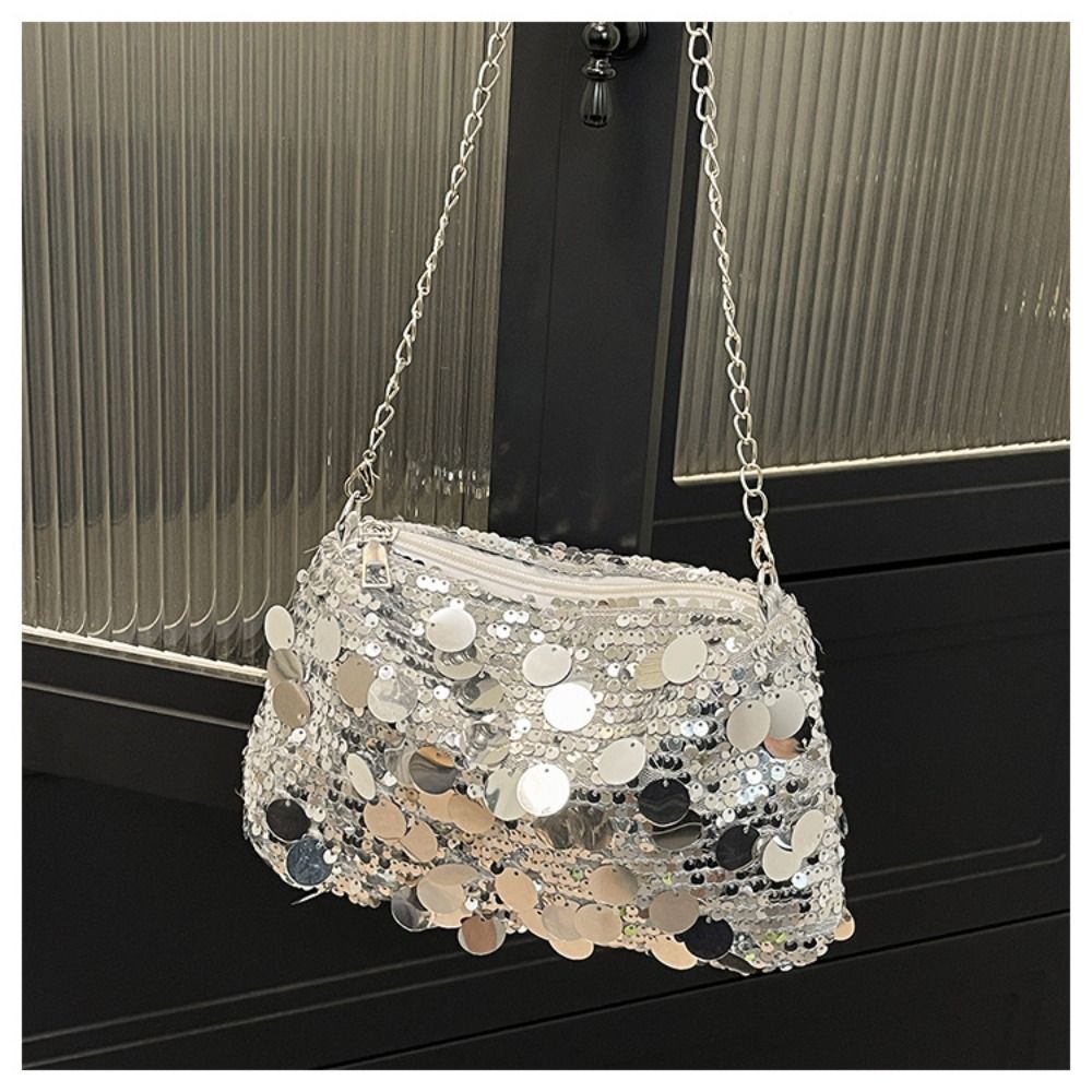 Large Capacity Chain Tote Bag Blingbling Evening Party Bag INS Female Handbag  Banquet