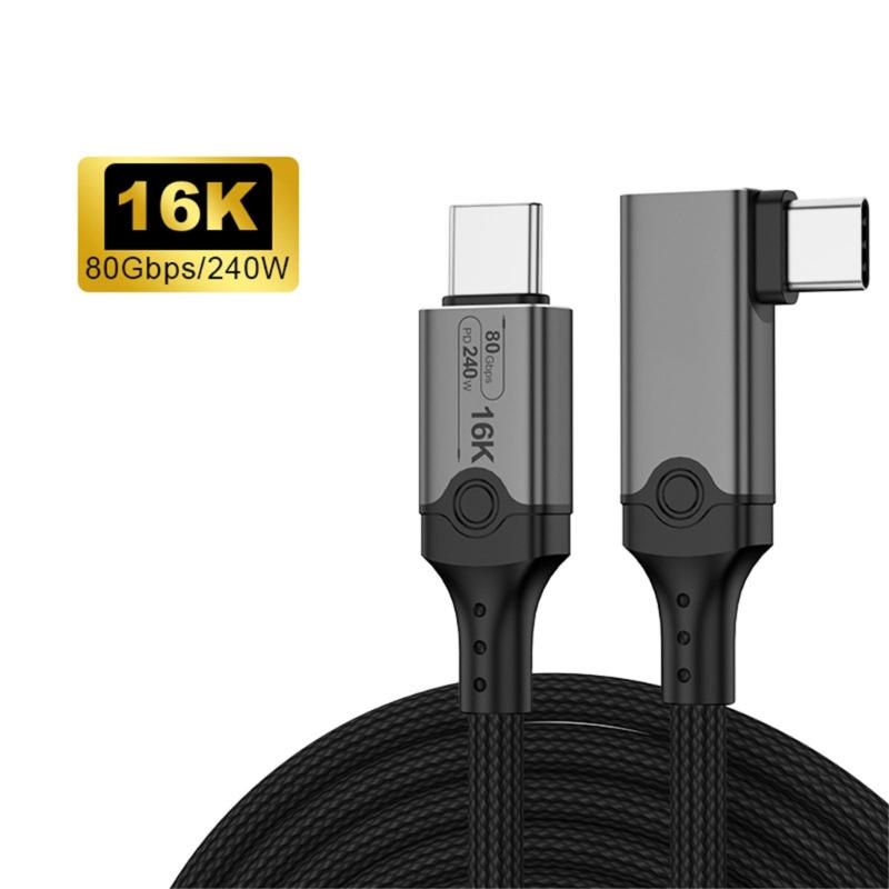 USB5 USB C to USB C Cable 80Gbps 16K@30Hz 240W Fast Charging USB C Data Cord Video Cable for Smartphone Laptops