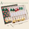 6pcs Christmas Party Dinnerware Set with Gift Box Elk Christmas Hat Tree Fork Spoon Cutlery Set Gold Stainless Steel Tableware