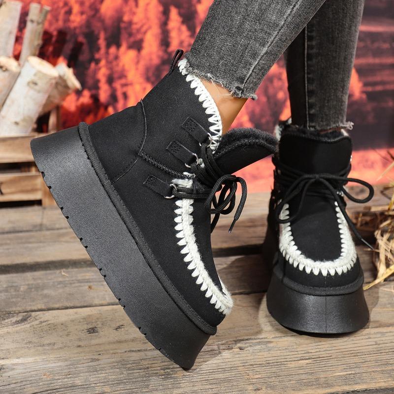 Fashion New 2025 Snow Boots Women's Short Cylinder Warm, Thickened and Fleece Winter Northeast Handmade Platform Cotton Shoes