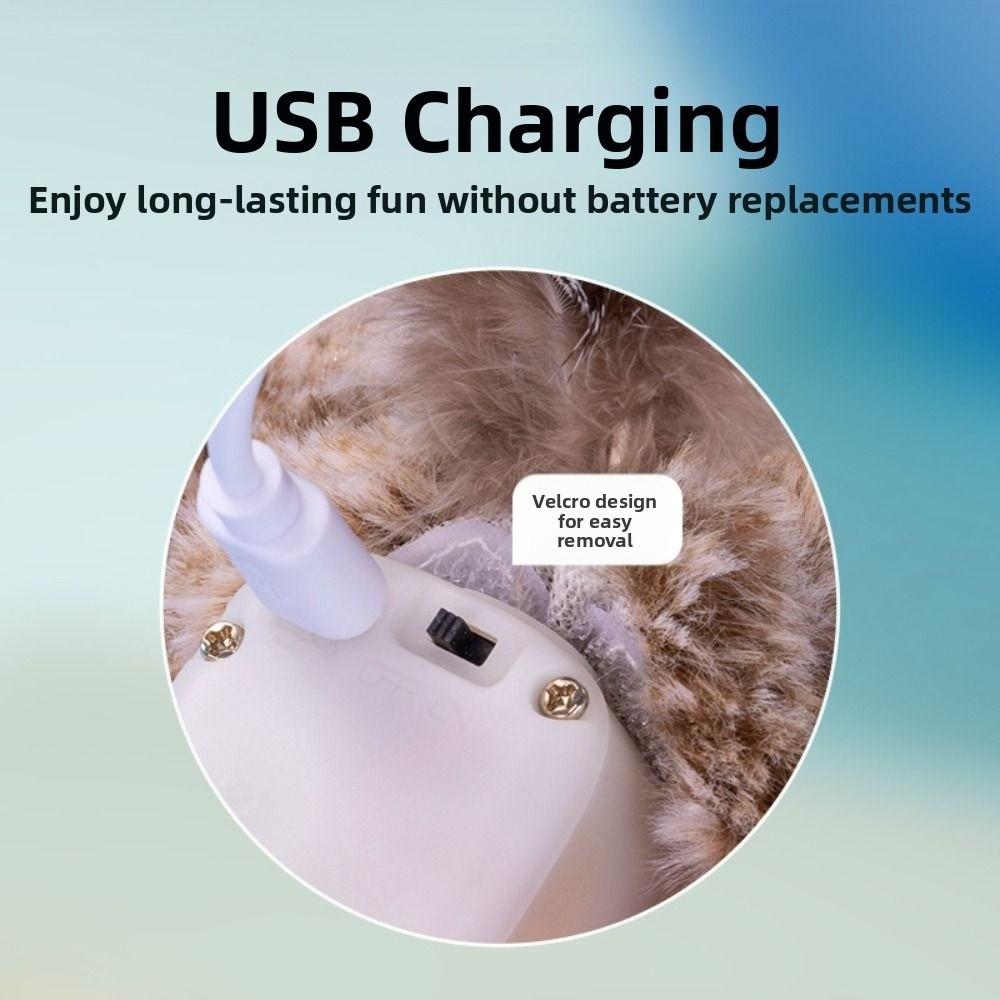 Electronic Flapping Bird Sparrow Cat Toy USB Charging Hangable Interactive Flying Bird Cat Toys Vivid Chirping Touch-Activated