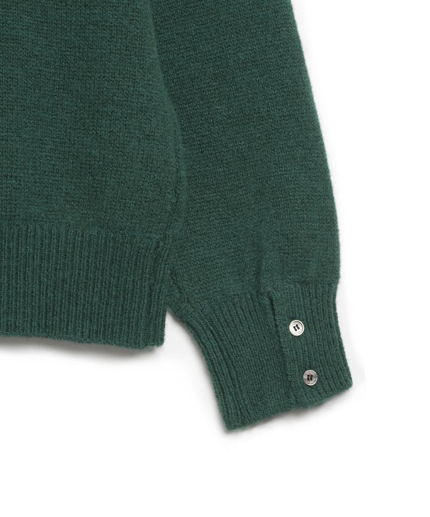 KNITTED Shaggy Dog 100% Wool Round Knit Dark Green