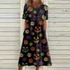 Summer Dress For Women Casual Printed Short-Sleeve Beach Swing Dress