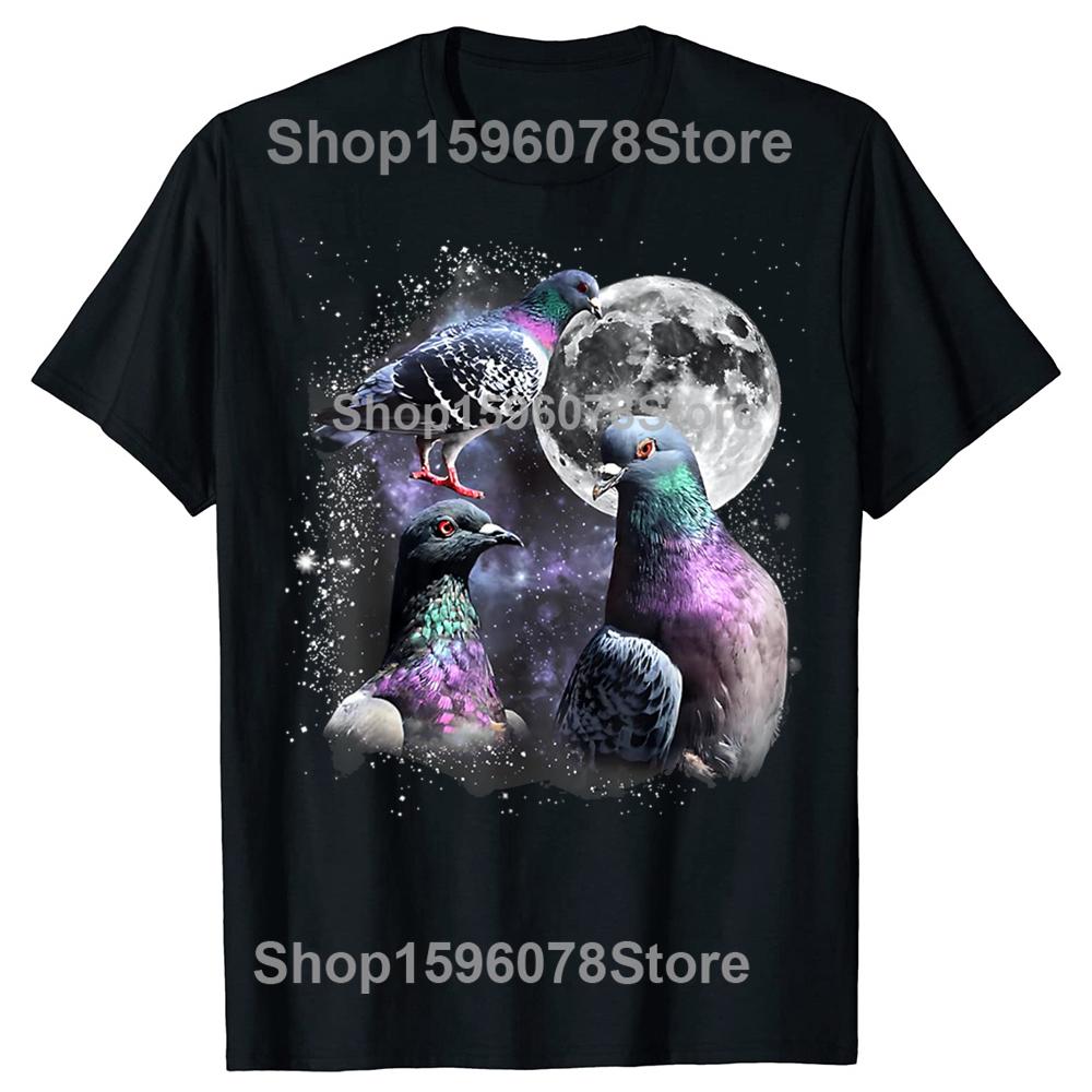 Funny Three Pigeon Moon Meme TShirt TShirt Summer Men Clothing Fashion T Shirts Cotton Short Sleeve Oversized Tshirt Tops