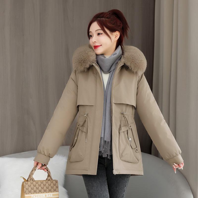 Pie Overcome Women's Medium and Long Hooded Cotton-padded Jacket, Thickened In Autumn and Winter To Prevent Cold