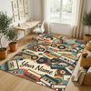 Ravens Roses Theme Soft Crystal Velvet Rug Custom Name & Text Print Non Slip Floor Rug for Bedroom Living Room