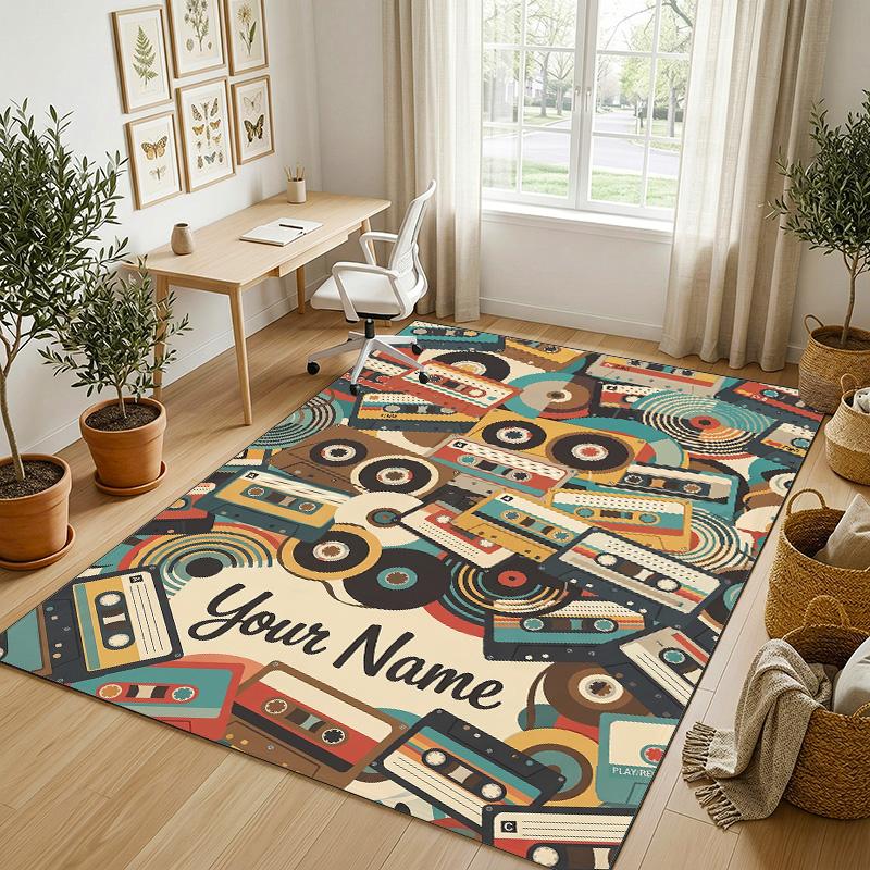 Ravens Roses Theme Soft Crystal Velvet Rug Custom Name & Text Print Non Slip Floor Rug for Bedroom Living Room