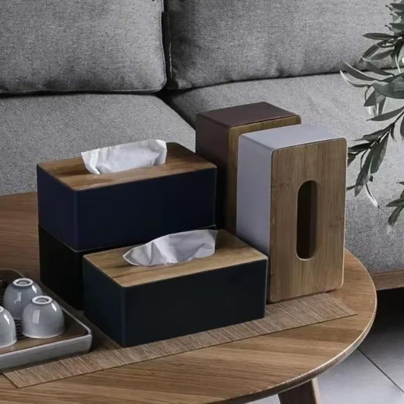 Creative Rectangular Tissue Box Hotels High-end Wooden Cover Paper Box Home Multifu Mobile Phone Storage Paper