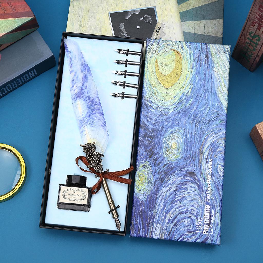 Retro Student Gift Box, Dipped Pen, Graduation Teacher Gift, British Quill Pen, Student Pen