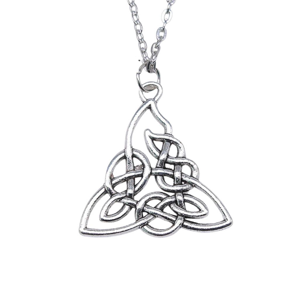 Collana Ciondolo Nodo Celtico Triquetra Stella di Davide Pendente Gioielli Vintage Boho Catena 43cm