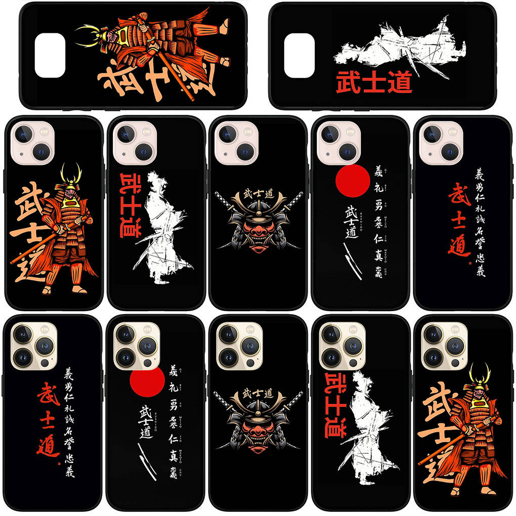 Phone Case for Samsung Galaxy S25 S24 S23 iPhone 16 15 Xiaomi Redmi Note 14 13 12 16E 12C X 11 Pro Max OPPO Moto Huawei Bushido Samurai Yin Yang Cover