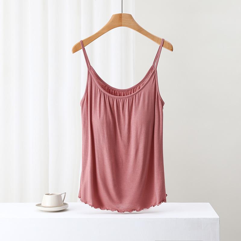 Women s Modal Camisole with Built-in Bra, Summer Lightweight Style, No Extra Bra Needed. L