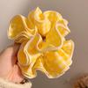 1pc Cute Sweet Yellow Gingham Double-Layer Scrunchie Hair Tie - Large Elastic Hair Accessory for Women, Ponytail Braid Bun Updo, Cute Hair Accessories