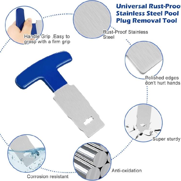 Pool Jet and Plugs Removal Tool Metal Construction for Long Use in Various Pool Environment