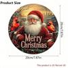Rustic Metal Santa Claus Cardinal Wreath Sign Merry Christmas Wall Decor 2D Holiday Door Hanging For Home Bar Cafe Garage