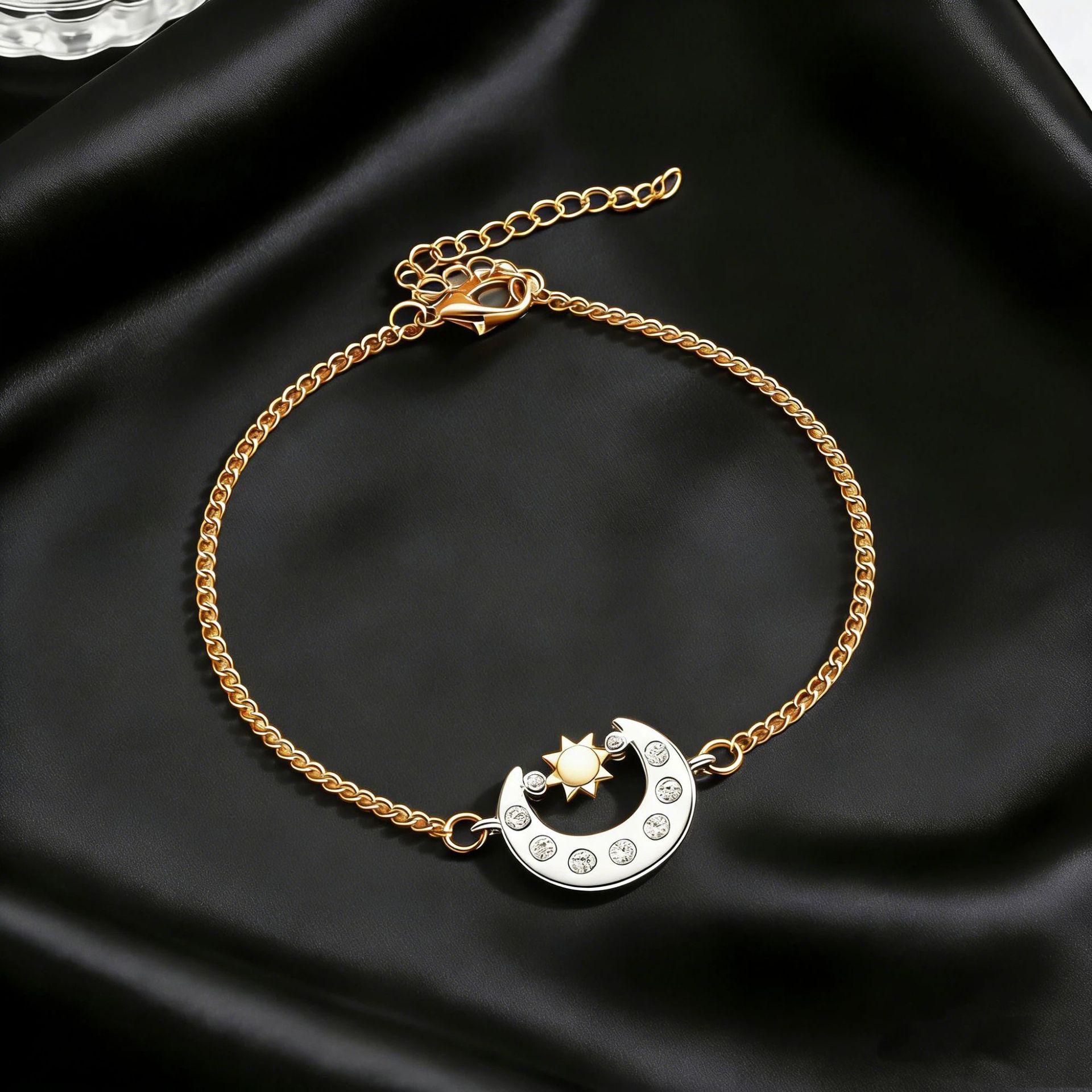 

Sun Moon Zircon Jewelry Set Earrings Ring Bracelet Necklace Color Matching Fashion Women Jewelry 3