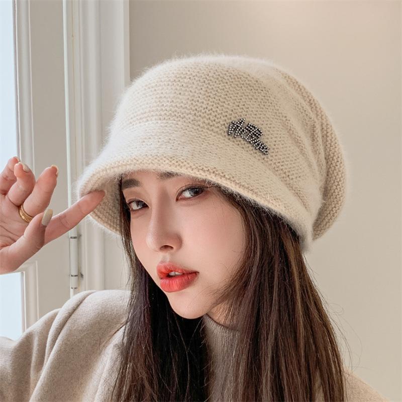 Fashion Winter Hat Real Rabbit Fur Winter Knitted Hats For Women Winter Warm Beanie Hats Women Solid Adult Cover Head Cap