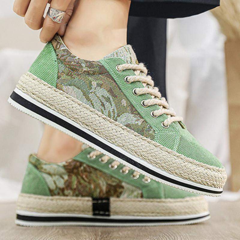 Fashion Designer Men's Sneakers Breathable Canvas Shoes Outdoor Casual Shoes for Men Comfort Walking Shoes Lace Up Flats Tenis hombres