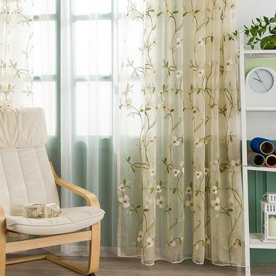 Fresh Country Style Embroidery Sheer Curtains Living Room Balcony Floral Lace Window Drapes New