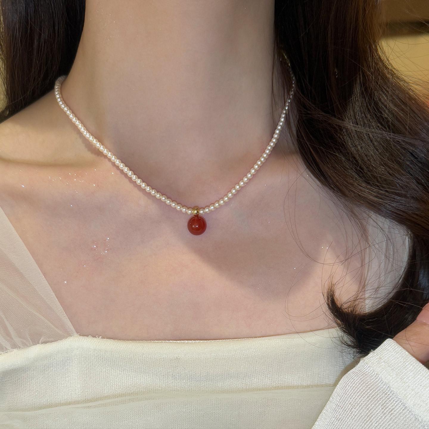 Элегантное ретро-ожерелье на ключицы из агата и жемчуга - Универсальное высококлассное модное украшение