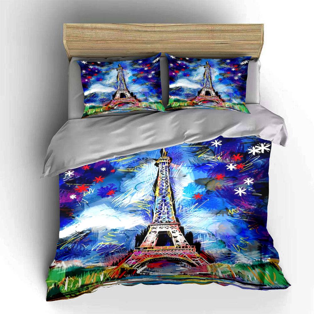 Eiffel Tower with fireworks. Bedding sets Duvet cover sets Duvet covers Pillowcases(1 * Duvet Cover 2 * Pillowcases without duvet insert)