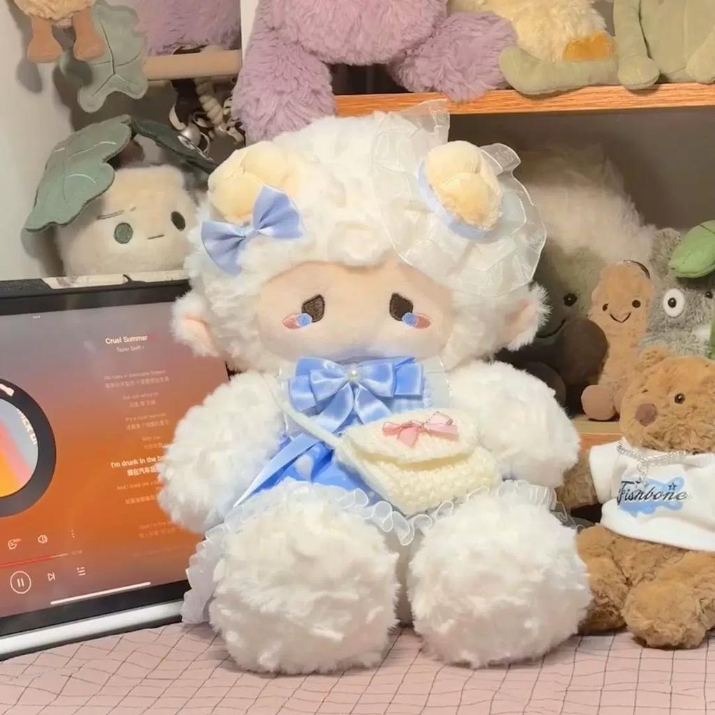 Cute Puff Lamb Plush Toy Doll Wears Skirt Lamb Doll Loli Lamb Bed Sleeps with Doll Girl