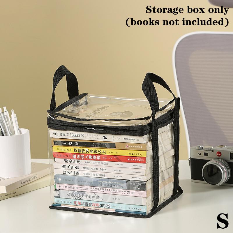 Foldable Book Box Student Dormitory Classroom Book Organizer Transparent Waterproof Household Book Organizing Storage Box S