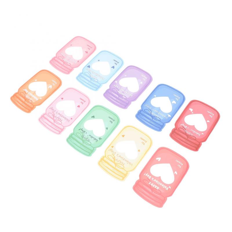 Kids Valentines Cards Set - 30 Jar Designs with Adhesive & Bags