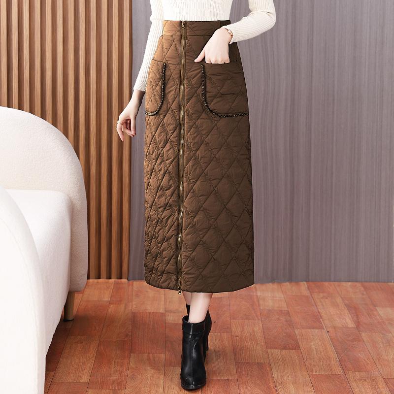 

Зимняя хлопковая юбка для женщин в стиле ретро, универсальная свободная толстая теплая юбка миди 5XL