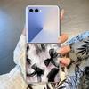 Bowknot Printed Transparent Folding Phone Case For Samsung Galaxy Z Flip 7 FE 6 5 4 3 Flip7 Flip6 Flip5 Flip4 5G Hard PC Cover
