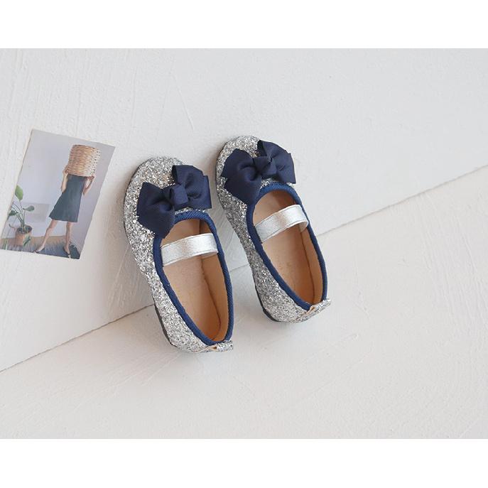 Toddlers Girls Shoes Glitter Leather Flats For Little Kids Children's Dress Shoes Bow-knot Princess Sweet Loafers Soft For Dance