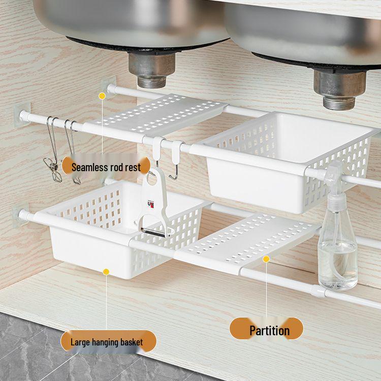 Retractable Under-Sink Organizer Cabinet Basket