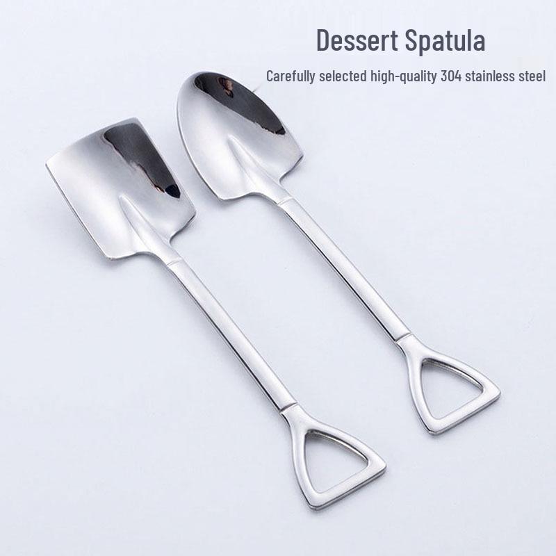 304 Stainless Steel Shovel and Rake Dessert Spoon Set for Kids