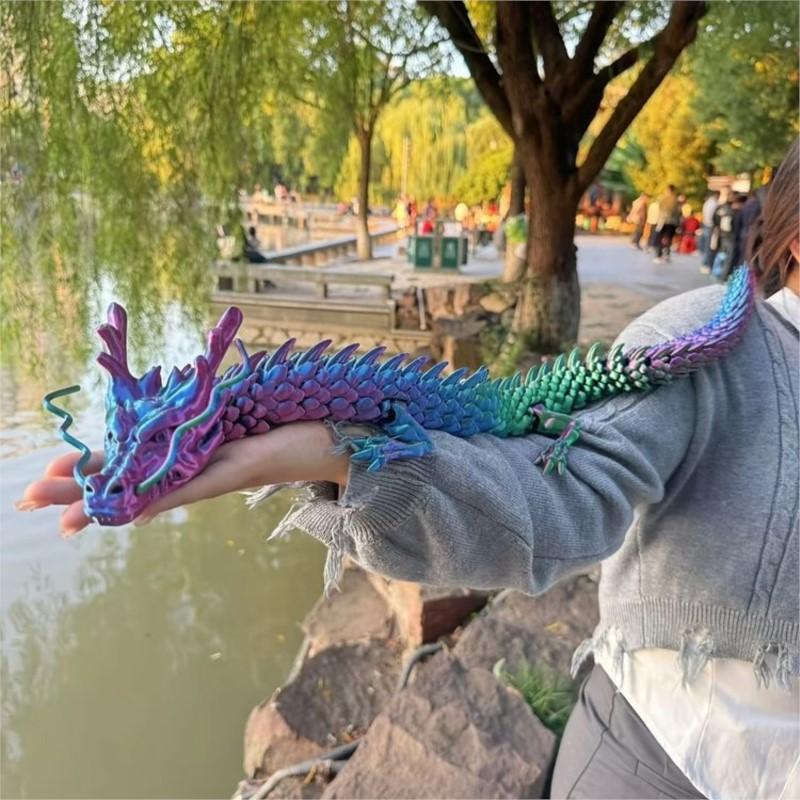 New 90Cm 3D Printed Dragon Full Body Joints That Can Move Home Furnishing And Decoration Figurines Desktop Ornament Children Toy