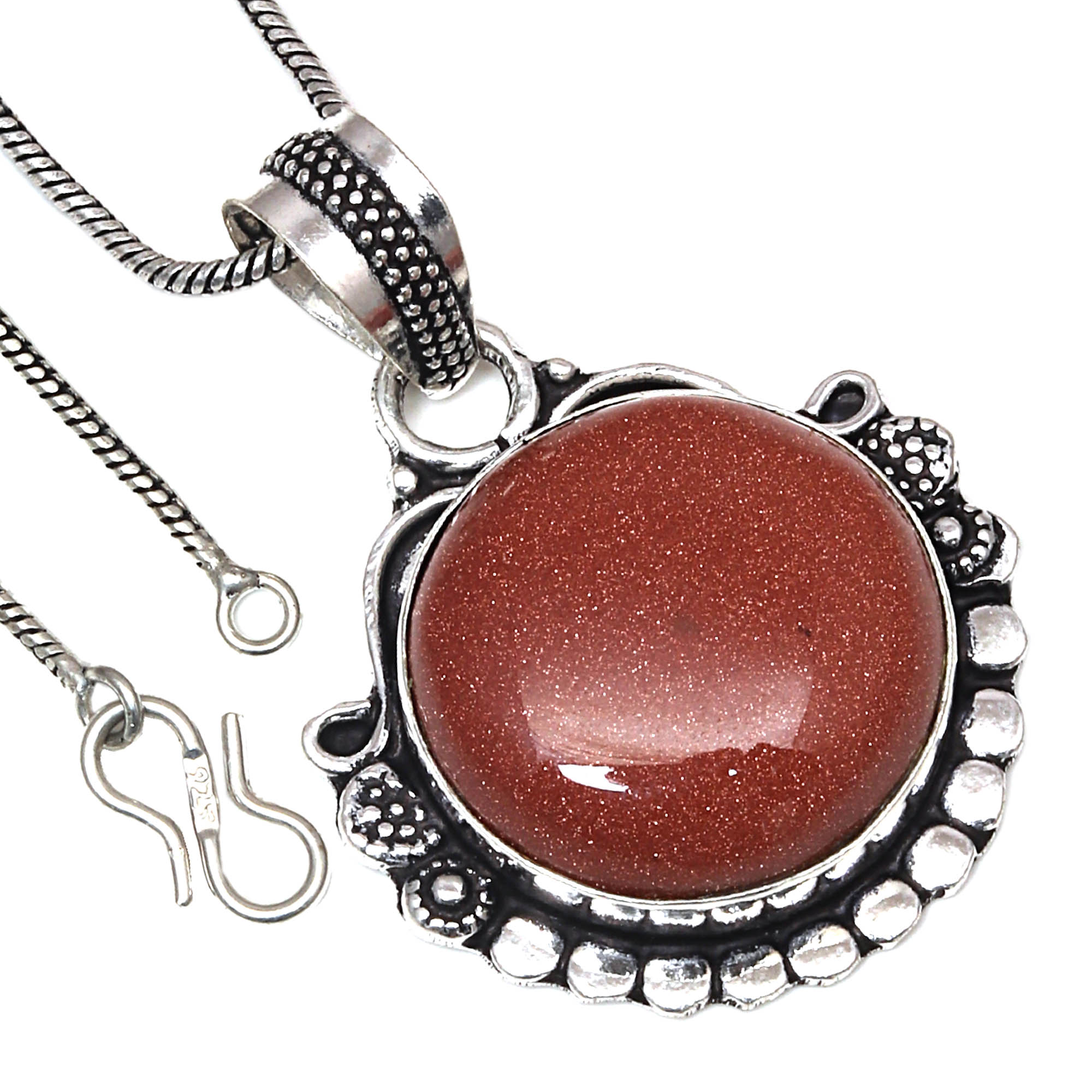 

Pendant Red Sunsitara Gemstone Valentine Day Gift Silver Jewelry 1.75