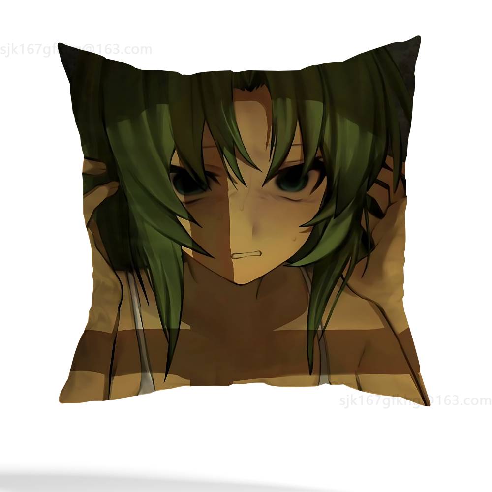 Anime Higurashi  Pillow Case Square Double-Sided Printing Short Plush Sofa Cushion Cover Bedroom Bedside Pillow